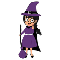 cute girl cartoon with halloween costume