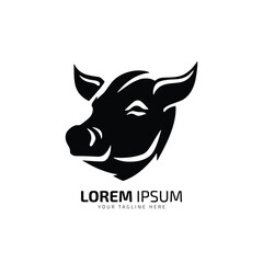 minimal and abstract logo of pig icon cow vector silhouette isolated design art