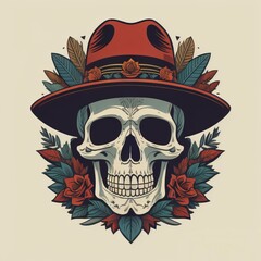 Fototapeta premium mexican skull and crossbones created with generative AI software