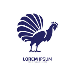 minimal and abstract logo of turkey icon roster or hen vector silhouette isolated design art