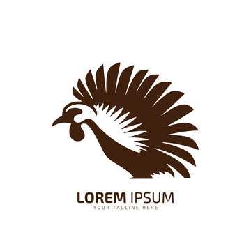 minimal and abstract logo of turkey icon roster vector silhouette isolated design