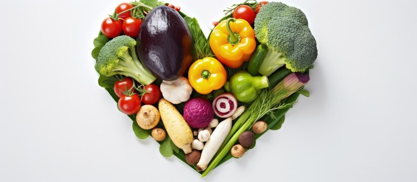 Heart healthy food including fruits vegetables and a low cholesterol diet recommended for improved well being by healthcare professionals with copyspace for text