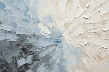 パレットナイフの油絵・冬用の抽象背景バナー）グレー・白・ベージュの放射状デザイン