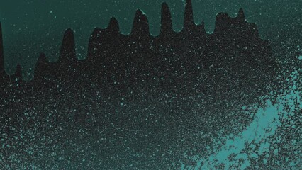 A grungy, textured background featuring black paint splatters created with a spray can. The image has a green and black color scheme, giving it a raw and edgy vibe