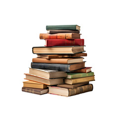 stack of books isolated on transparent background or white background