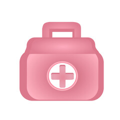 First aid kit icon, pink color, isolated on white background, vector illustration