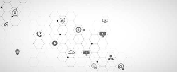 internet digital security technology concept for business background. Lock on circuit board
