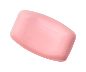 Top view of beautiful pink soap for taking a bath isolated on white background with clipping path in png file format Close up photo