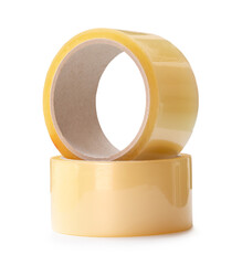 Two brown transparent tape in stack isolated on white background with clipping path