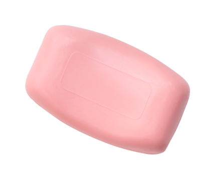 Top view of beautiful pink soap for taking a bath isolated on white background with clipping path in png file format Close up photo