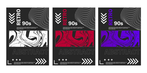 Futuristic retro brutal style Posters  and strange wireframe template y2k geometric element for streetwear