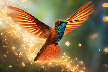 hummingbird in flight, Particles