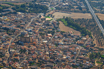 Aerial view of Decimomannu town. Sardinia, Italy