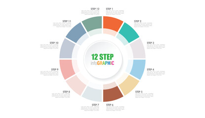 Pie chart with 10 to 20 steps. Colorful diagram collection with 10,11,12,13,14,15,16,17,18,19 sections or steps. Circle icons for infographic, business presentation. Vector illustration.