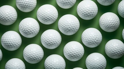 Seamless Background of white Golf Balls. Top View