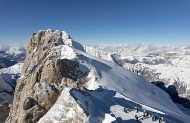 Fototapeta na wymiar Winter Italy Dolomite mountains covered with snow 