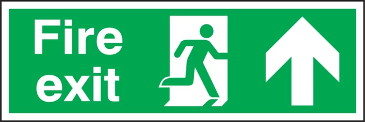 Foto op Plexiglas Emergency escape signs escape routes fire exits arrow direction up © safetysystem