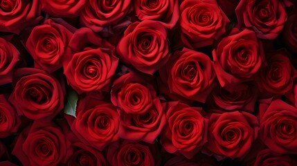 Seamless Background of red Roses. Top View