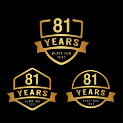 81 years anniversary celebration logotype. 81st anniversary logo collection. Set of anniversary design template. Vector illustration.

