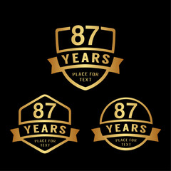 87 years anniversary celebration logotype. 87th anniversary logo collection. Set of anniversary design template. Vector illustration.
