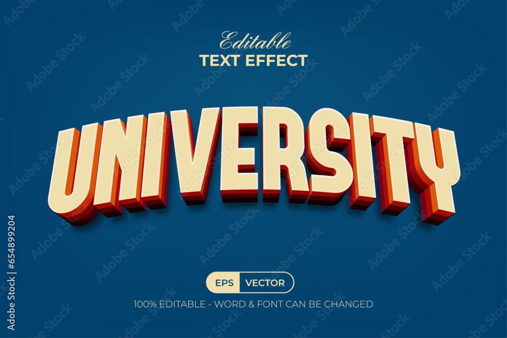 Poster university text effect curved style. editable text effect.