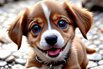 Portrait of a beagle puppy. Generative AI