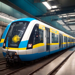 Naklejka premium Metro rail in motion