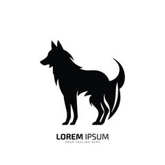 minimal and abstract wolf logo coyote icon dog silhouette jackal vector jungle animal - obrazy, fototapety, plakaty