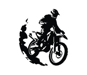 Fototapeta na wymiar Motocross logo design motocross extreme sport with mountain nature concept