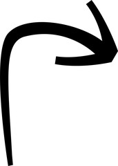 Directional black arrow. PNG with transparent background