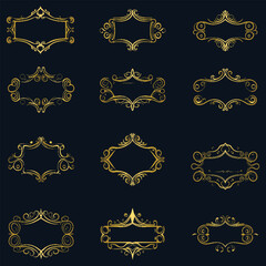 Set of gold vintage frame, golden luxury frame