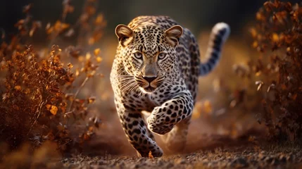 Printed kitchen splashbacks Leopard Close-up of a leopard stalking prey