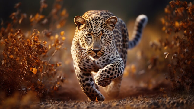 Close-up of a leopard stalking prey
