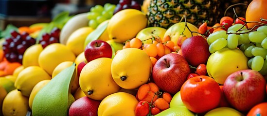 Fresh fruits assorted colorful fruits background.