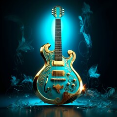 Golden And Cyan Rock Guitar