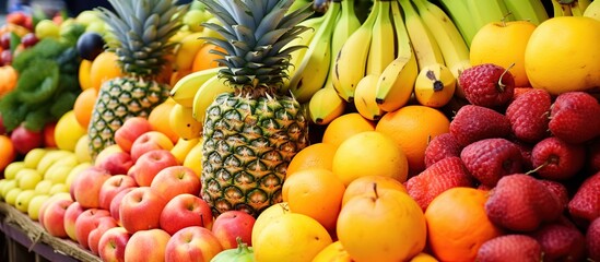 Fresh fruits assorted colorful fruits background.