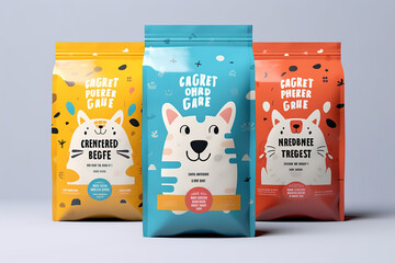 packaging for a pet food line that celebrates the bond between pets and their owners, featuring...