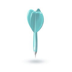 Realistic 3d turquoise dart isolated on white background. Vector