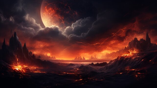 Amazing fire after planet background painting high resolution Ai generated art