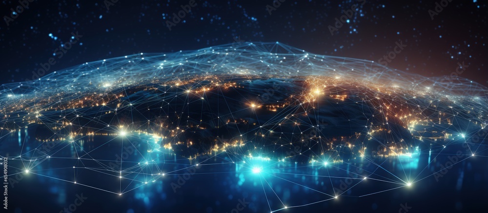 Poster digital marketing and wireless technology enabling global internet connections for digital organizat