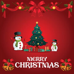 Winter Wonderland: Merry Christmas Holiday Celebration Card Illustration with Happy New Year Greeting and Festive Decoration on a Background