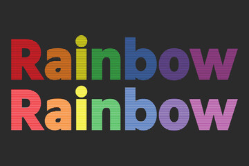 The word Rainbow. Vector banner with the text colored rainbow, Rainbow vector illustration. Colorful abstract design. Color graphic symbol rain bow spectrum