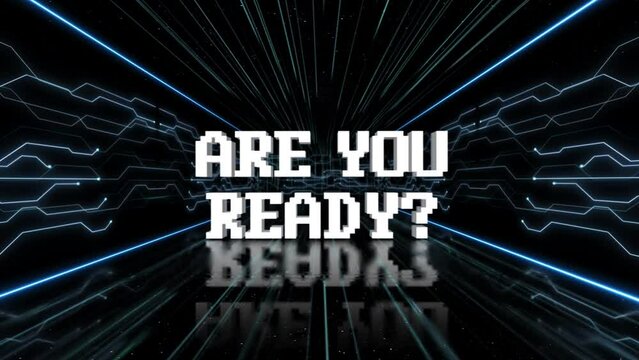 ARE YOU READY Text Animation and Tech Room, on Alpha Channel, Loop
