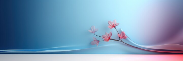 A very delicate background with a twig on which there are transparent autumn flowers. AI generation 