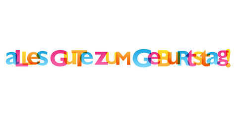 ALLES GUTE ZUM GEBURTSTAG (HAPPY BIRTHDAY in French) colorful vector typography banner