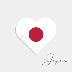 japan flag inside heart on gray background
