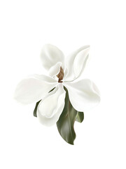 Hand draw and paint a branch of Magnolia flowers, soft pink and white color, illustration image.