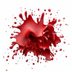 Red Color paint splashes isolated on white background