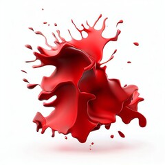 Red Color paint splashes isolated on white background