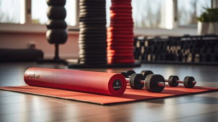 Fitness motivation. weights and yoga mats